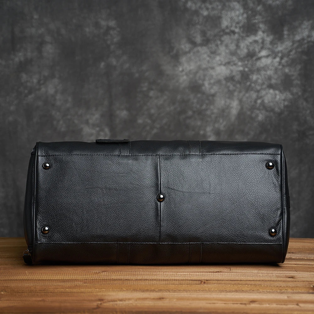 ZRCX Genuine Leather Men Women Travel Bag Soft Real Leather Cowhide Carry Hand Luggage Bags Travel Shoulder Bag Weekend Bag