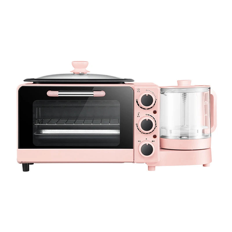 Multifunctional 4 in 1 Breakfast Machine 7L Electric Mini Oven Coffee Maker Egg Frying Pan Household Bread Pizza Oven