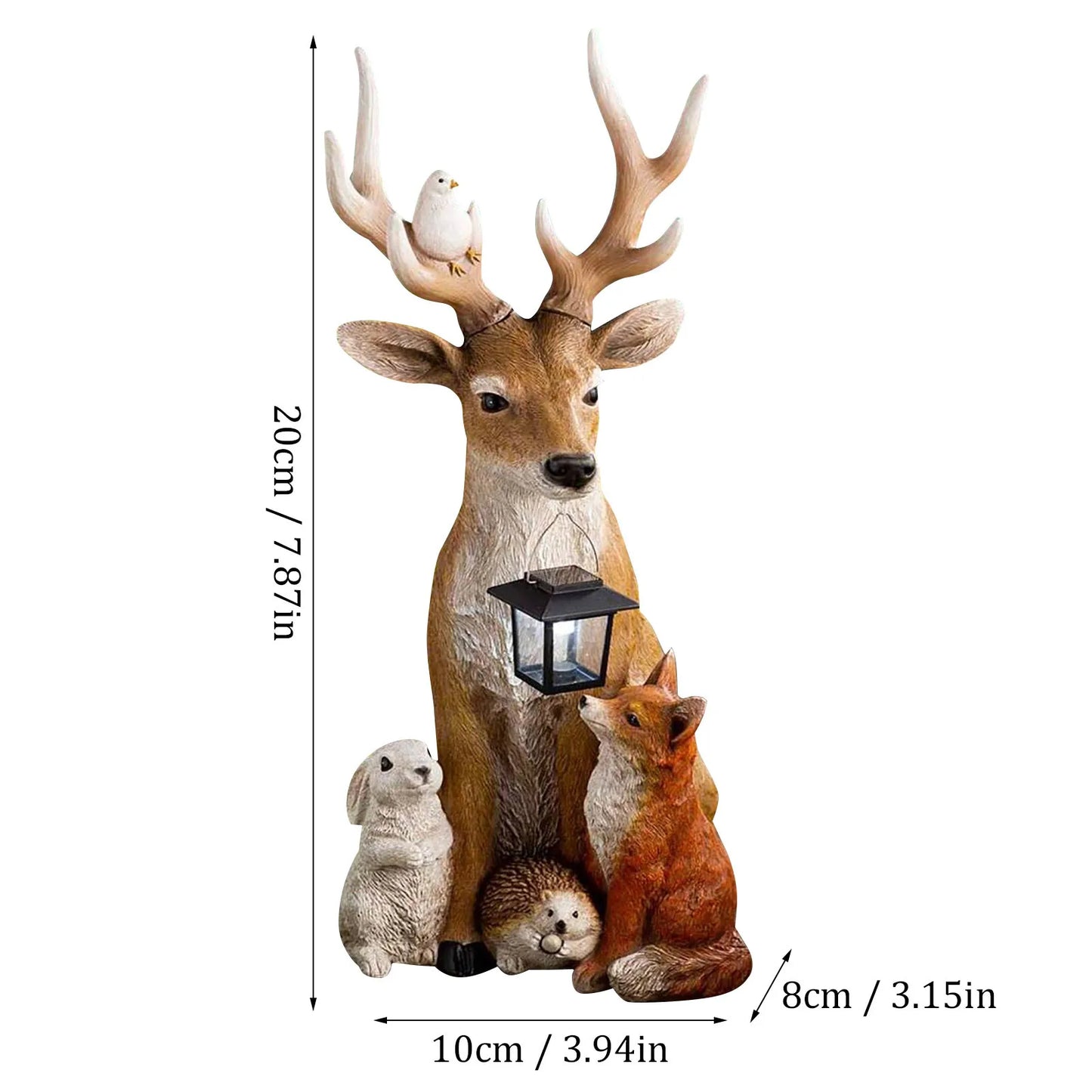 Solar Resin Statue Deer Rabbit Hedgehog Wolf Garden Statues Decor Figurine Crafts Home Decoration Outdoor Yard Sculptures