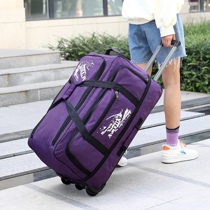 Oxford Cloth Travel Men's and Women's General Boarding Business Bag Out Waterproof Folding Luggage Bag Pull Rod Bag