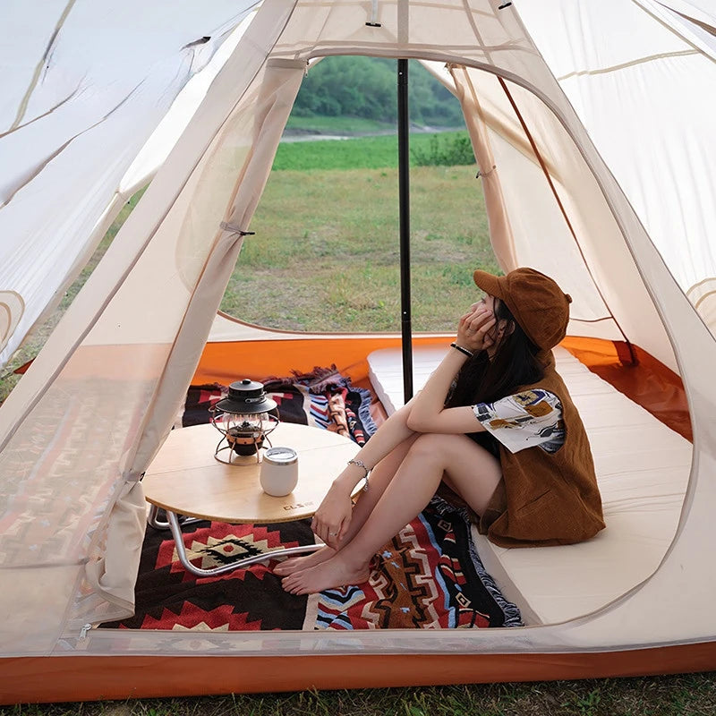 Teepee Indian Beach Tent Pyramid Outdoor Camping Luxury Picnic Peak Rainproof BBQ Cycling Family Party Relief Team Car Tent