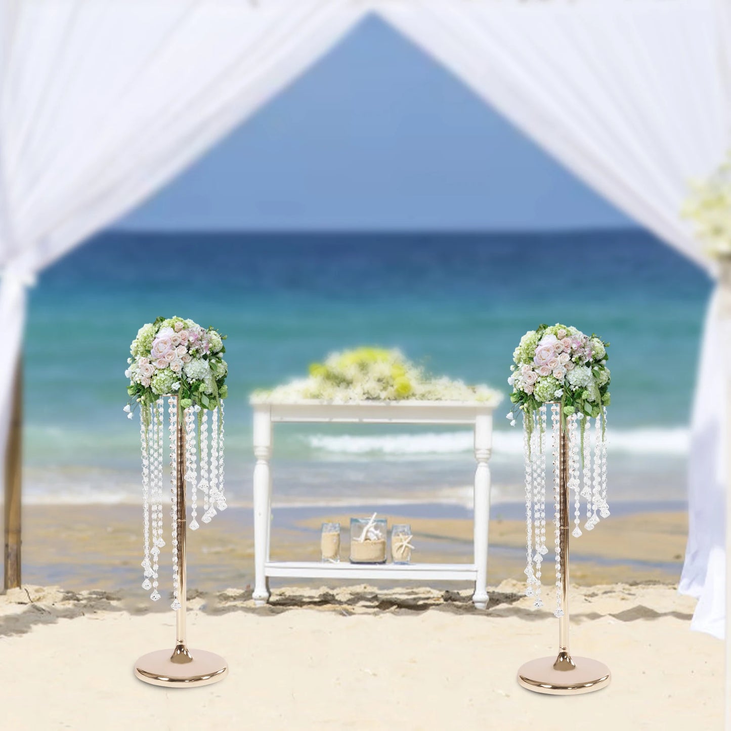 2Pcs Large Stunning Iron Flower Vase Table Desk Decor Wedding Home Decor Wedding Centerpieces Gold Vases - 2 Pcs 70cm Tall