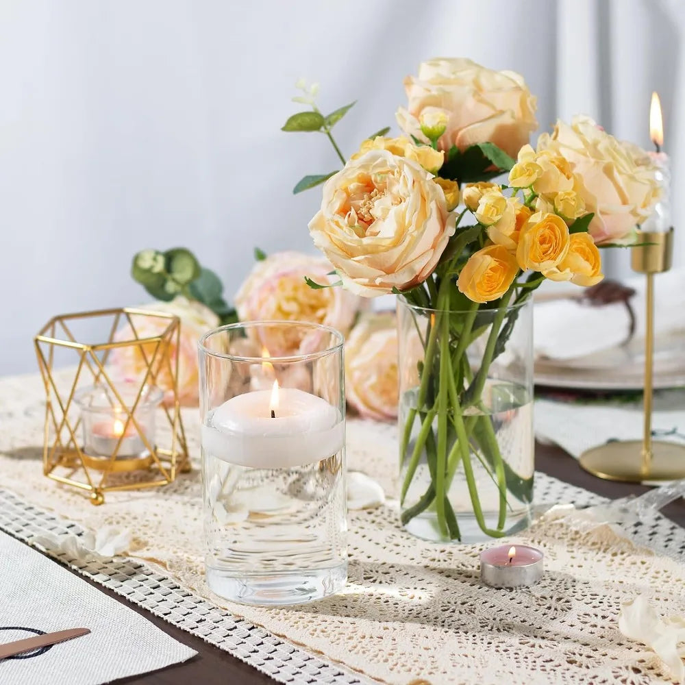 12pcs Glass Cylinder Vases for Centerpieces, Clear Vases for Wedding Decorations and Indoor Home Decor, 6 Inch Tall Glass