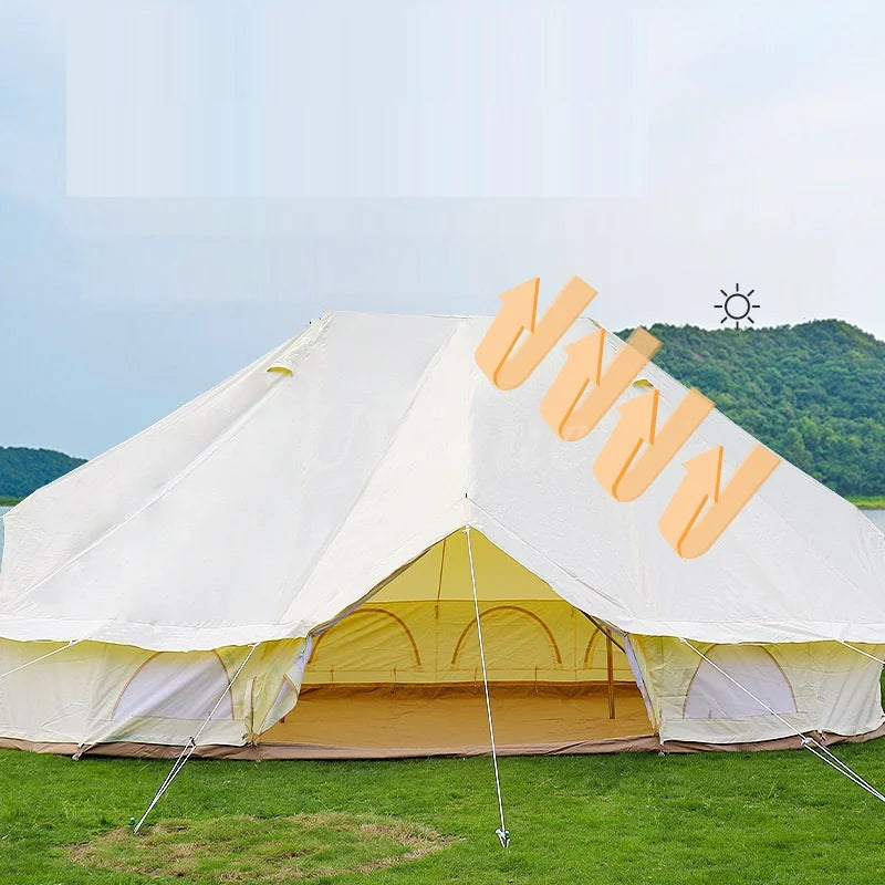 Cotton Canvas Teepee Glamping Tent, Luxury Mongolian Yurt, Waterproof, Outdoor Bell Tent, Family Travel, Hiking, 6m