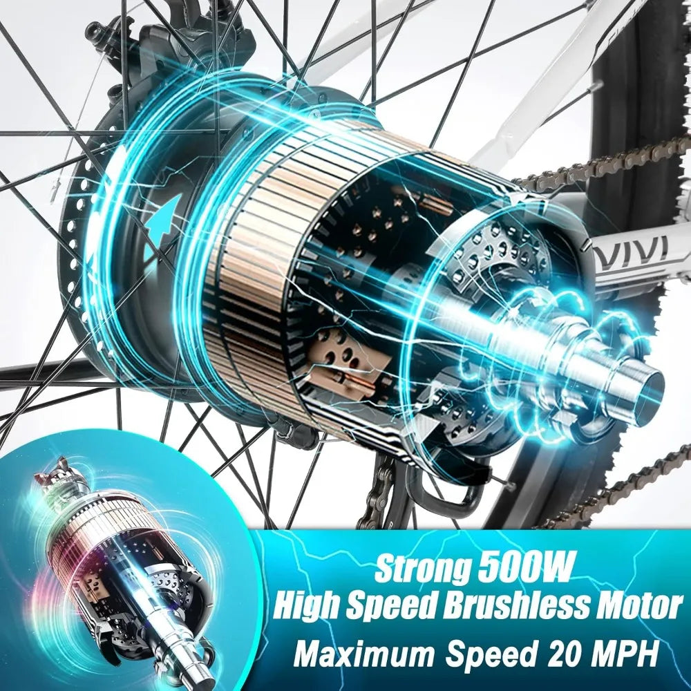 M026TGB Electric Bike 26" Electric Bike for Adults, Folding Electric Mountain Bike with 500W Motor,48V Removable Lithium Battery