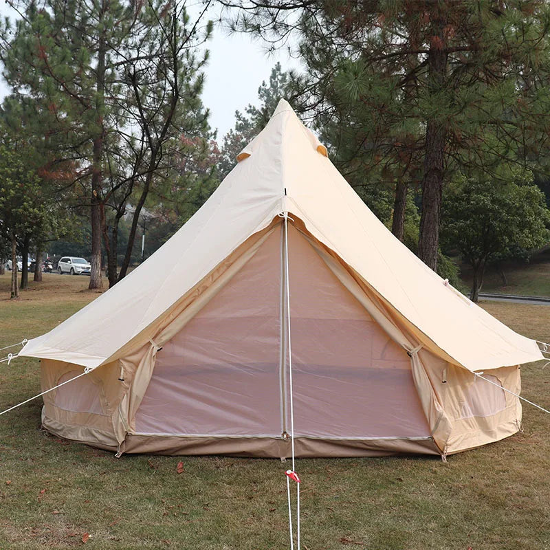 2 door Heavy Duty 5m Luxury Cotton Canvas Bell Camping Tent with stove hole