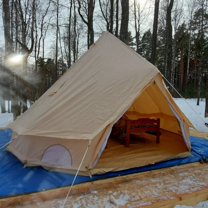 2 door Heavy Duty 5m Luxury Cotton Canvas Bell Camping Tent with stove hole
