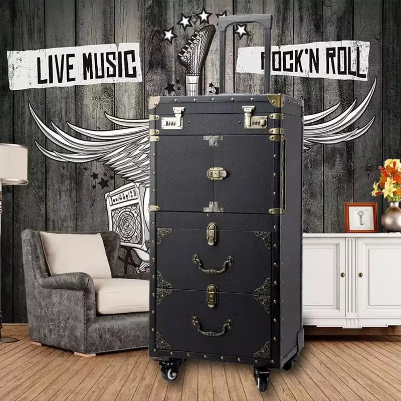 Multi-layer Beauty Tattoo Salons Trolley Cosmetic Luggage Large Professional Hairdressing Trolley Suitcase Travel Makeup Toolbox