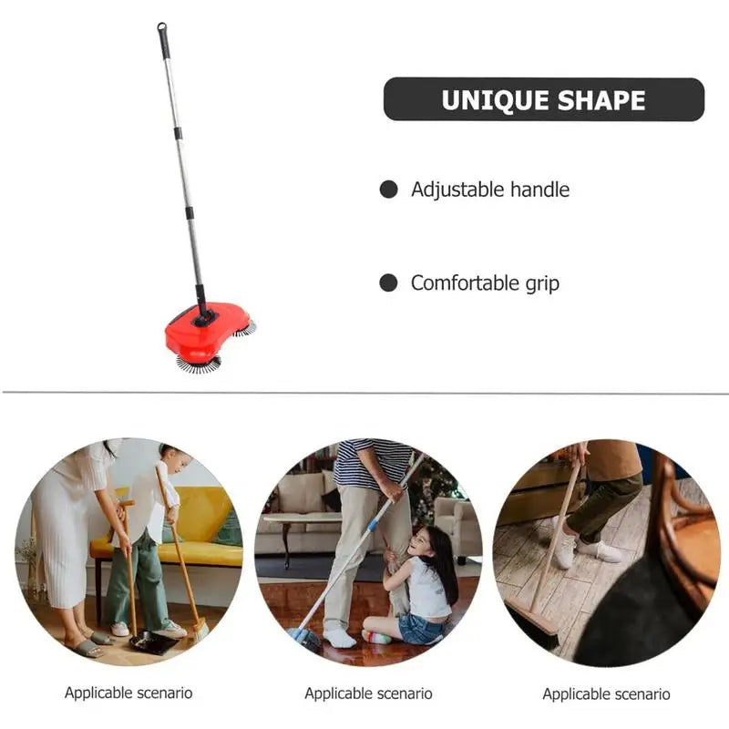 Hand Sweeping Machine Non Electric Vacuum Broom Floor Cleaning Tool Adjustable Handle Sweeper for Cleaning Pet Hair Loose Debris