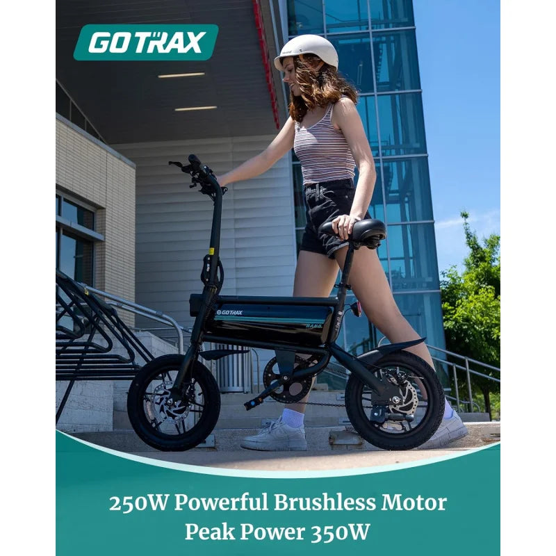 QGotrax Nano 14" Electric , Range 25Miles(Pedal-Assist)&Max Speed 15.5Mph, 250W Folding E-Bike with Removable Bat