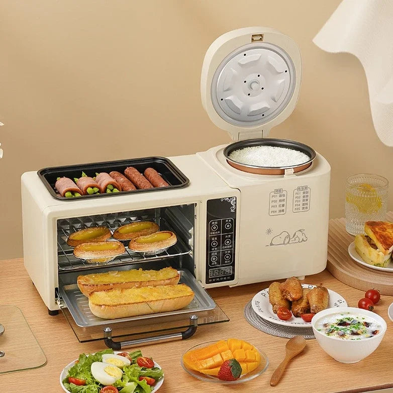 Multifunctional breakfast machine, four-in-one hot pot, electric oven, household rice cooker, toaster, sandwich machine