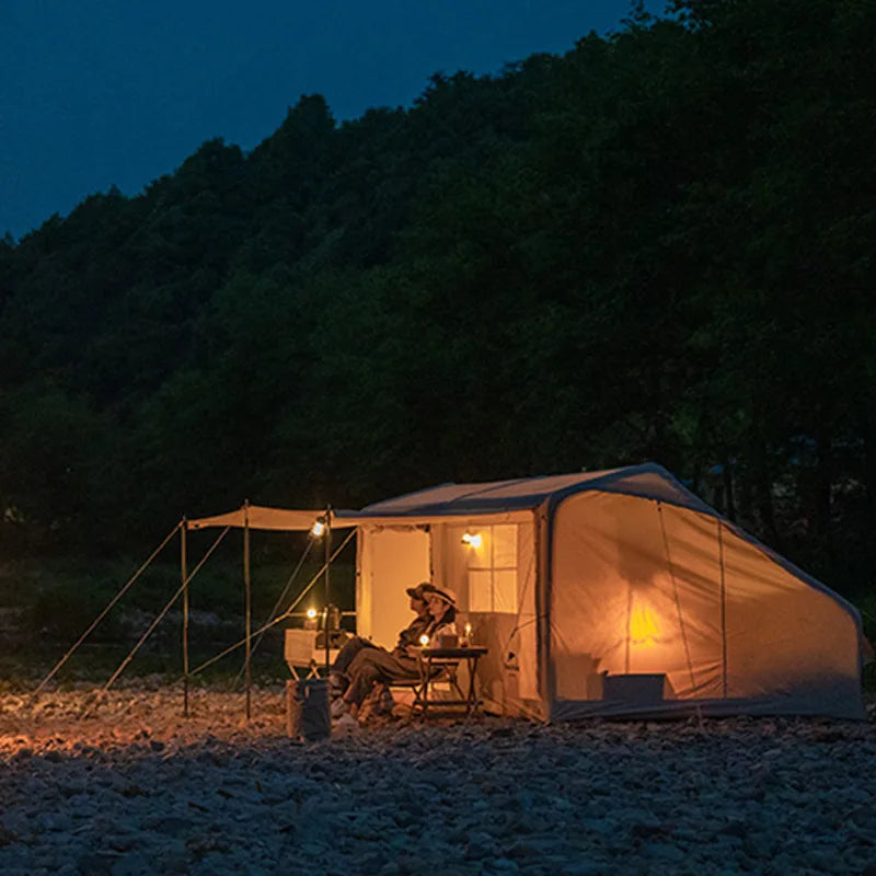Retro Room Inflatable Tent Outdoor Camping One Bedroom One Living Room Light Luxury Tent Quickly Open Camping Family Tent