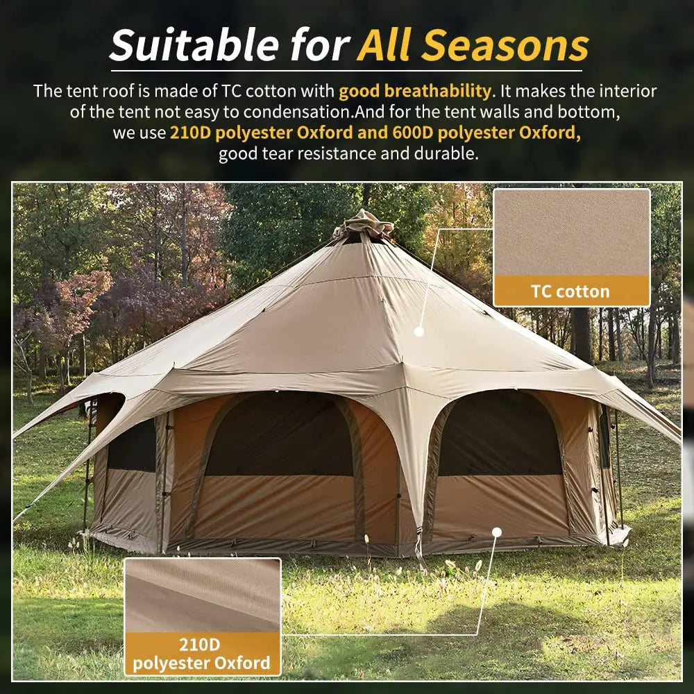 Good Quality Canvas Bell Tent Family Outdoor for Camping Luxury Mongolian Yurt Tent