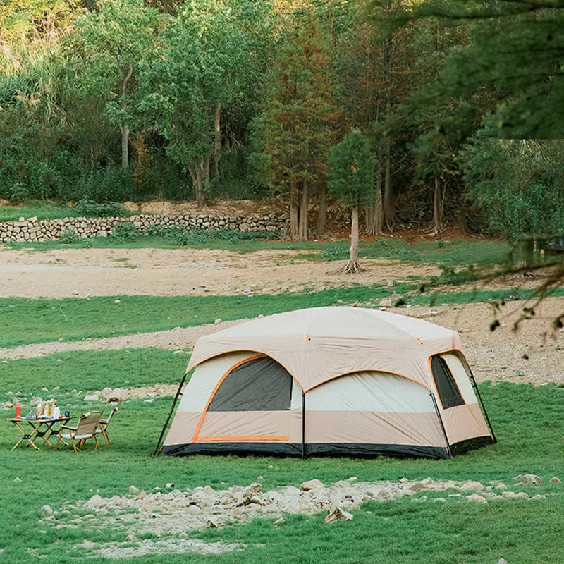 3-5 People Outdoor Luxury Camping Two Rooms One Hall Big Tent Camping Portable Equipment Sunscreen Tent Family Travel