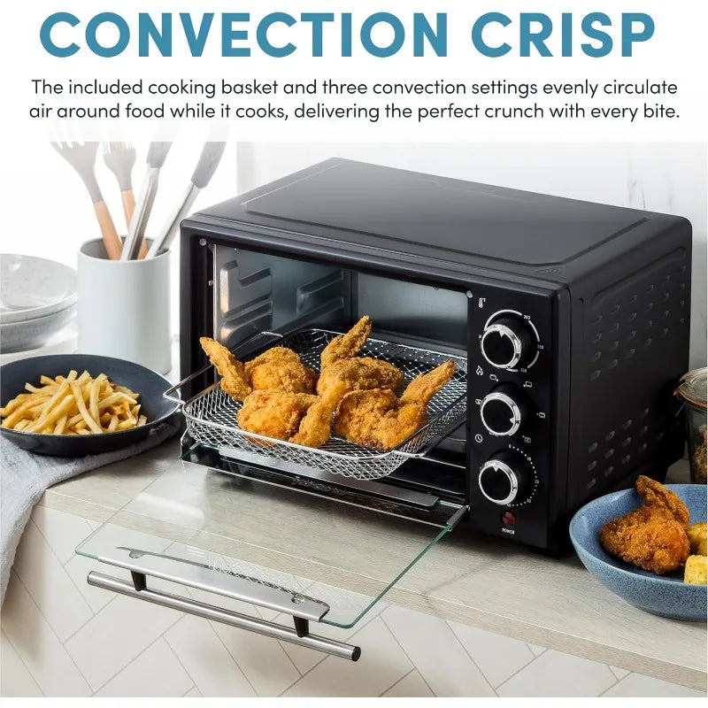 AROMA Turbo 6-in-1 Countertop Convection Oven, Toaster Oven, and Roaster Oven with Circulating 450-Degree Heat (ABT-316B), Black