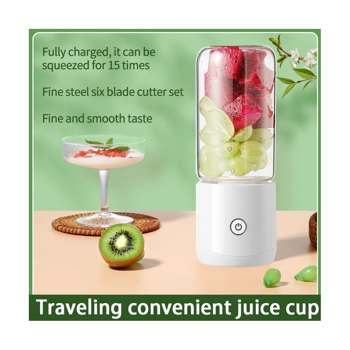 380ML Portable Blender Wireless Mini Juicer USB Electric Blender Fruit Juicer for Fruit and Vegetables Juicer Machine-B