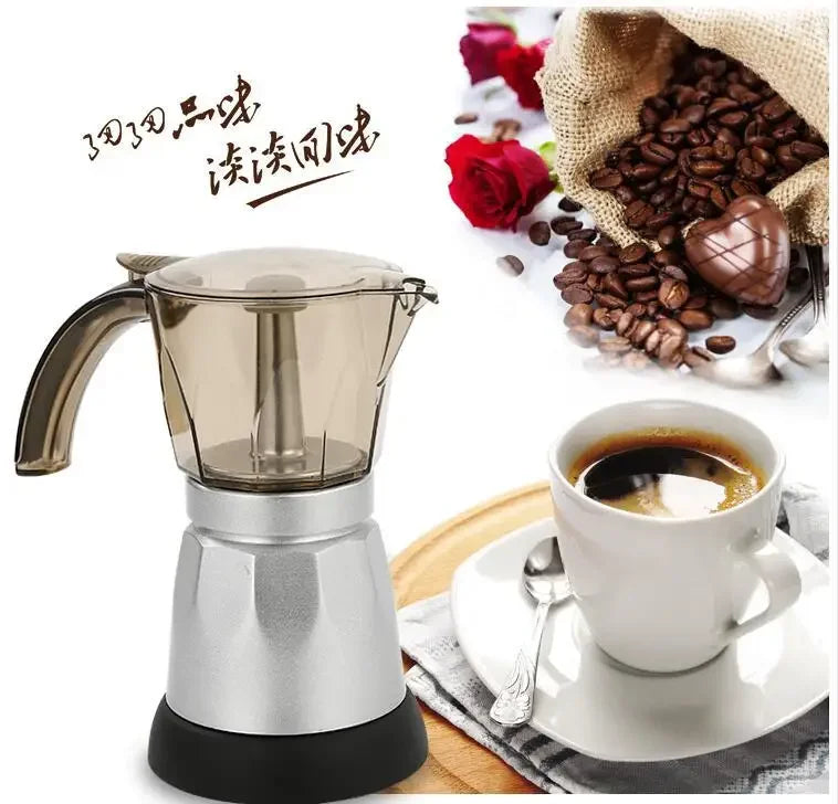 220V 480W 3-Cups Tea Coffee Maker Pot Cafetera Machine Mocha Removable Coffee Kitchen Tool Office