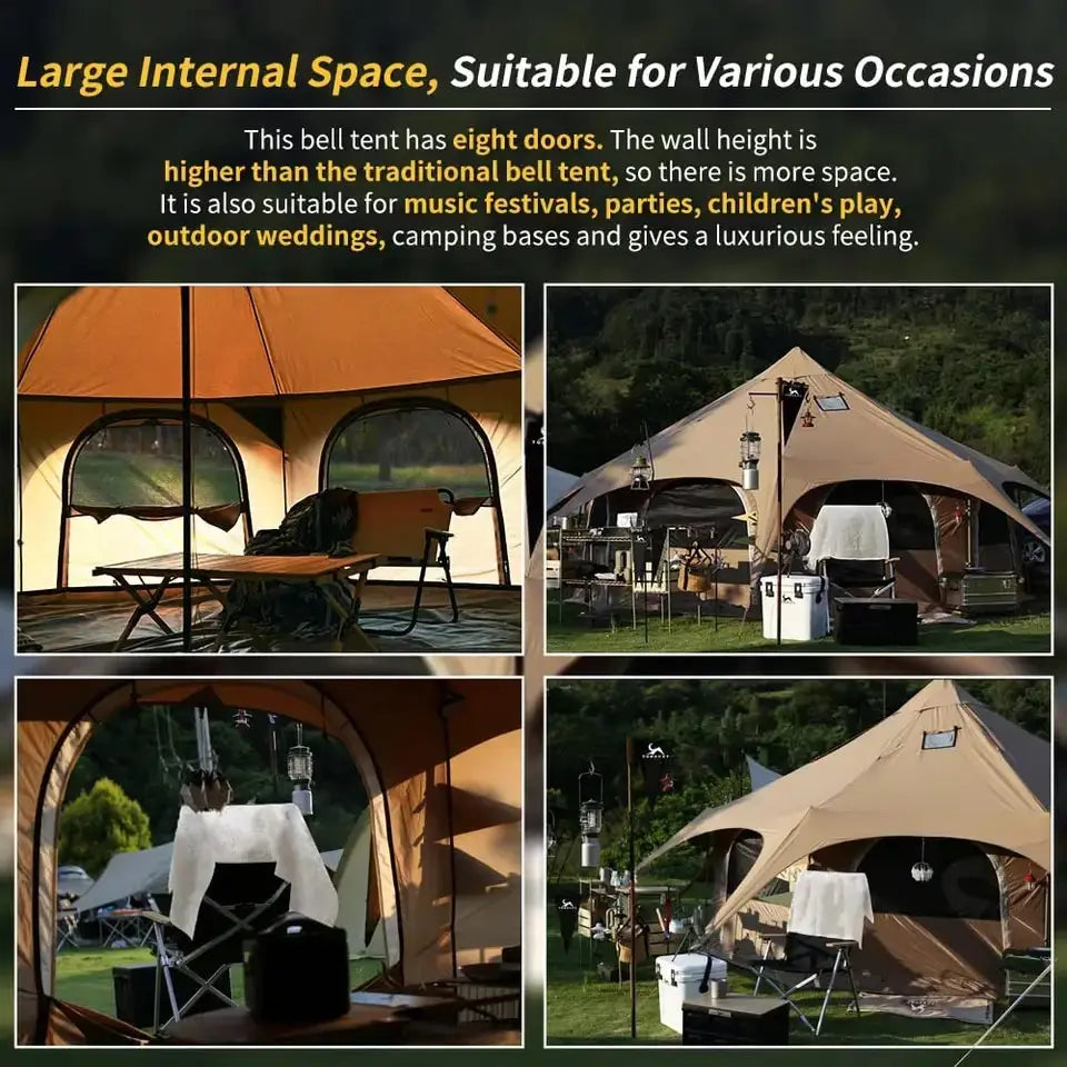 Good Quality Canvas Bell Tent Family Outdoor for Camping Luxury Mongolian Yurt Tent