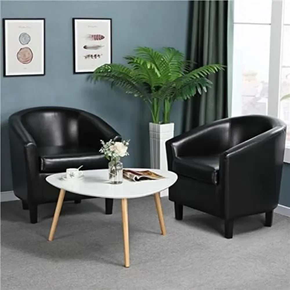 PU Leather Accent Chairs, Waiting Room Chair with Soft Padded Seat for Living Room Bedroom Reading Room