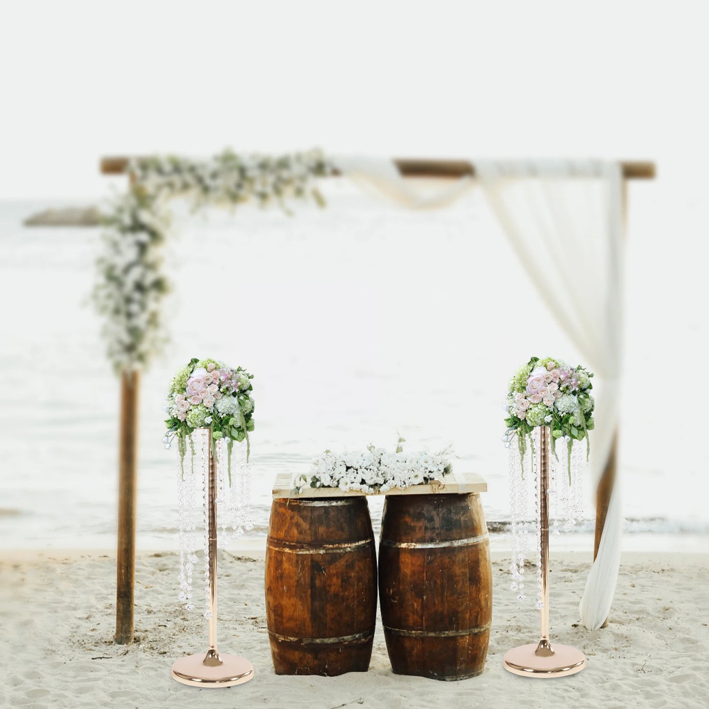 2Pcs Large Stunning Iron Flower Vase Table Desk Decor Wedding Home Decor Wedding Centerpieces Gold Vases - 2 Pcs 70cm Tall