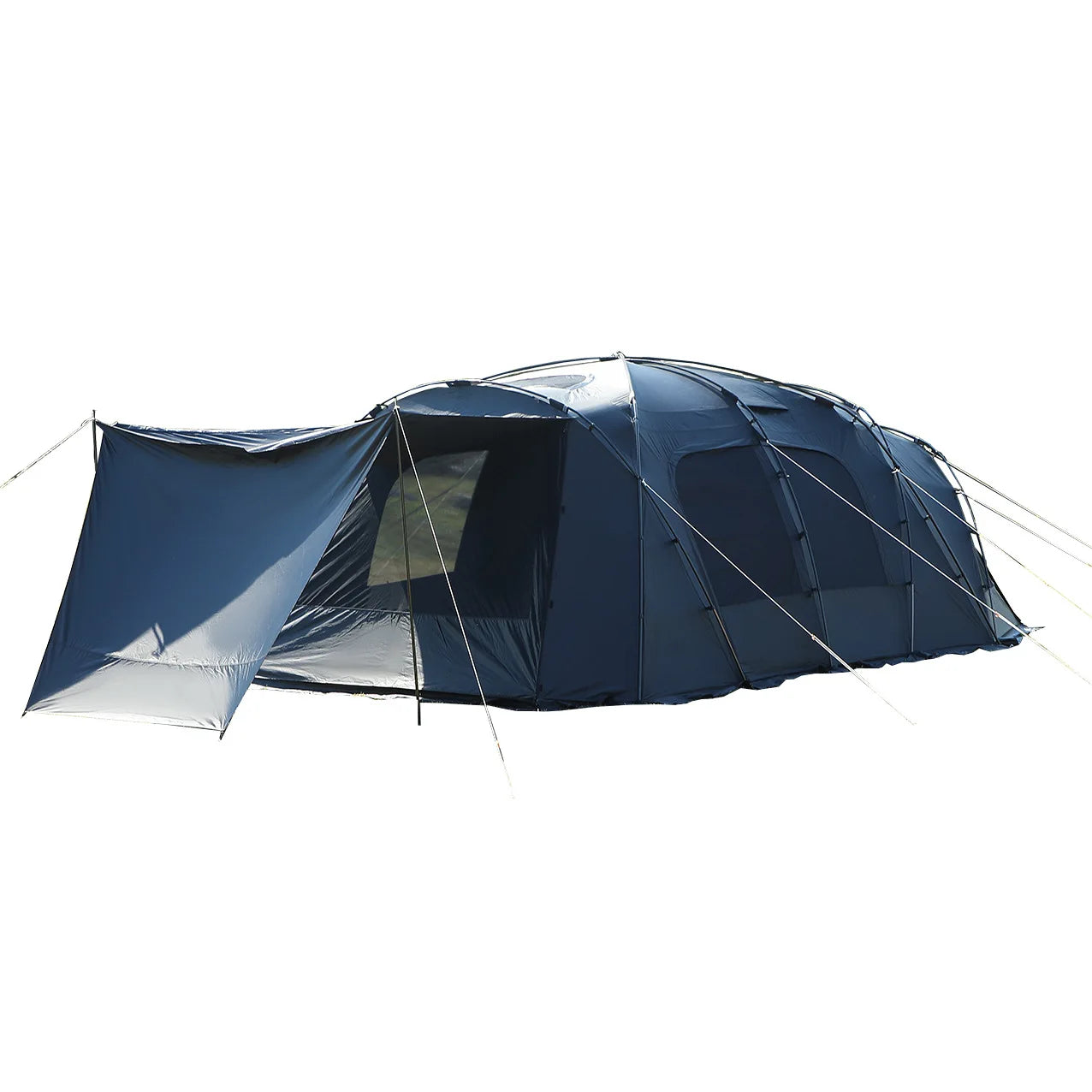 6-8 Person Luxury Black Glue Outdoor Camping Tunnel Family Tent Car SUV Beach Awning Team Hiking Canopy Mountaineering Shelter