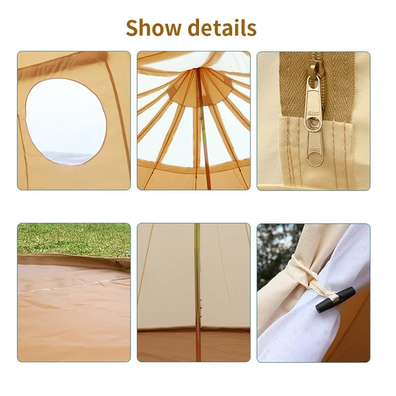 TENT Extra Large Outdoor Rainproof Oxford Cloth Cotton Luxury Yurt Tent Camping Luxury Family Living Lotus Tents