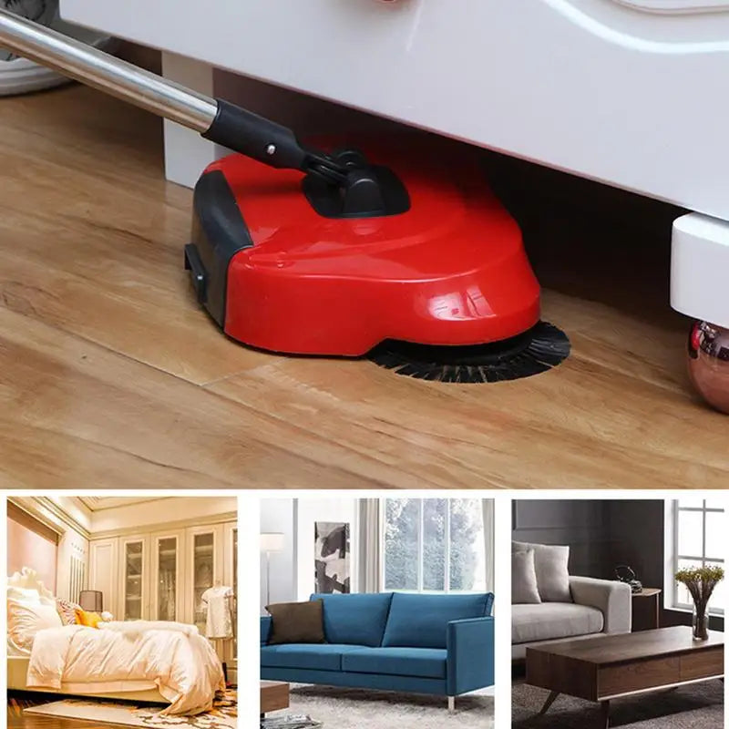 Hand Sweeping Machine Non Electric Vacuum Broom Floor Cleaning Tool Adjustable Handle Sweeper for Cleaning Pet Hair Loose Debris