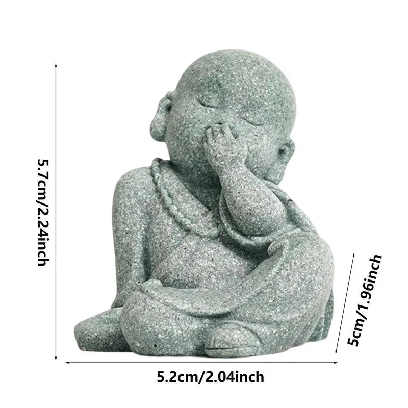 Buddha Stone Statue Little Buddhist Monks Tibetan Buddhism Figurines Zen Garden Ornament Meditation Home Aquarium Decoration