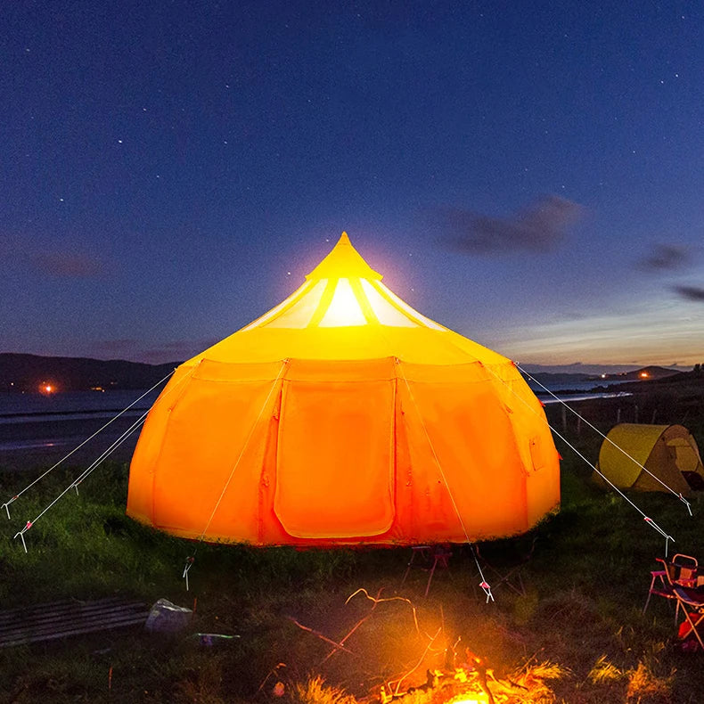 Camping Family Outdoor Water Drop Canvas Tents Glamping Luxury Hotel 5m Cotton Khaki Fabric Oxford Dome Glamping Tent