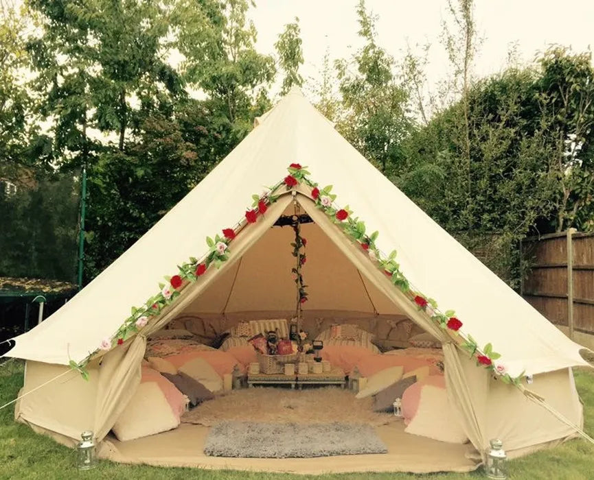 Outdoor Camping Luxury Glamping Cotton Canvas Yurt Bell Tent,Pyramid Tipi Teepee 4 Meter Canvas Tent Glamping