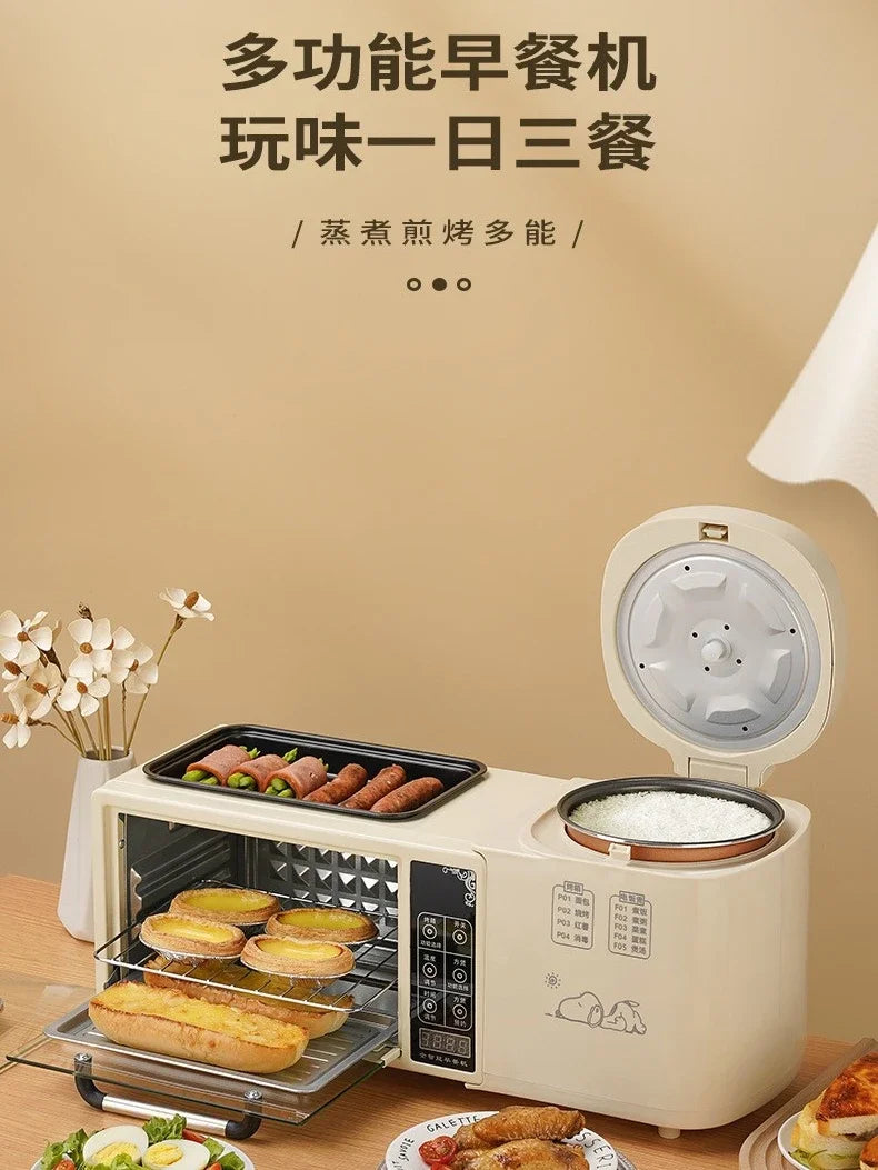 Multifunctional breakfast machine, four-in-one hot pot, electric oven, household rice cooker, toaster, sandwich machine