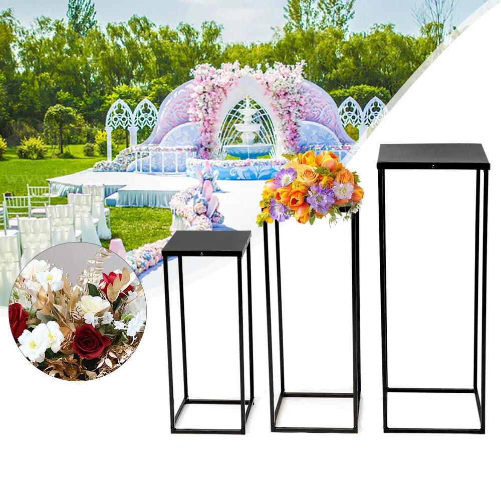 3 Metal Stand Plant Stand High Square Rack Flower Holder Home Office Yard Wedding Decor