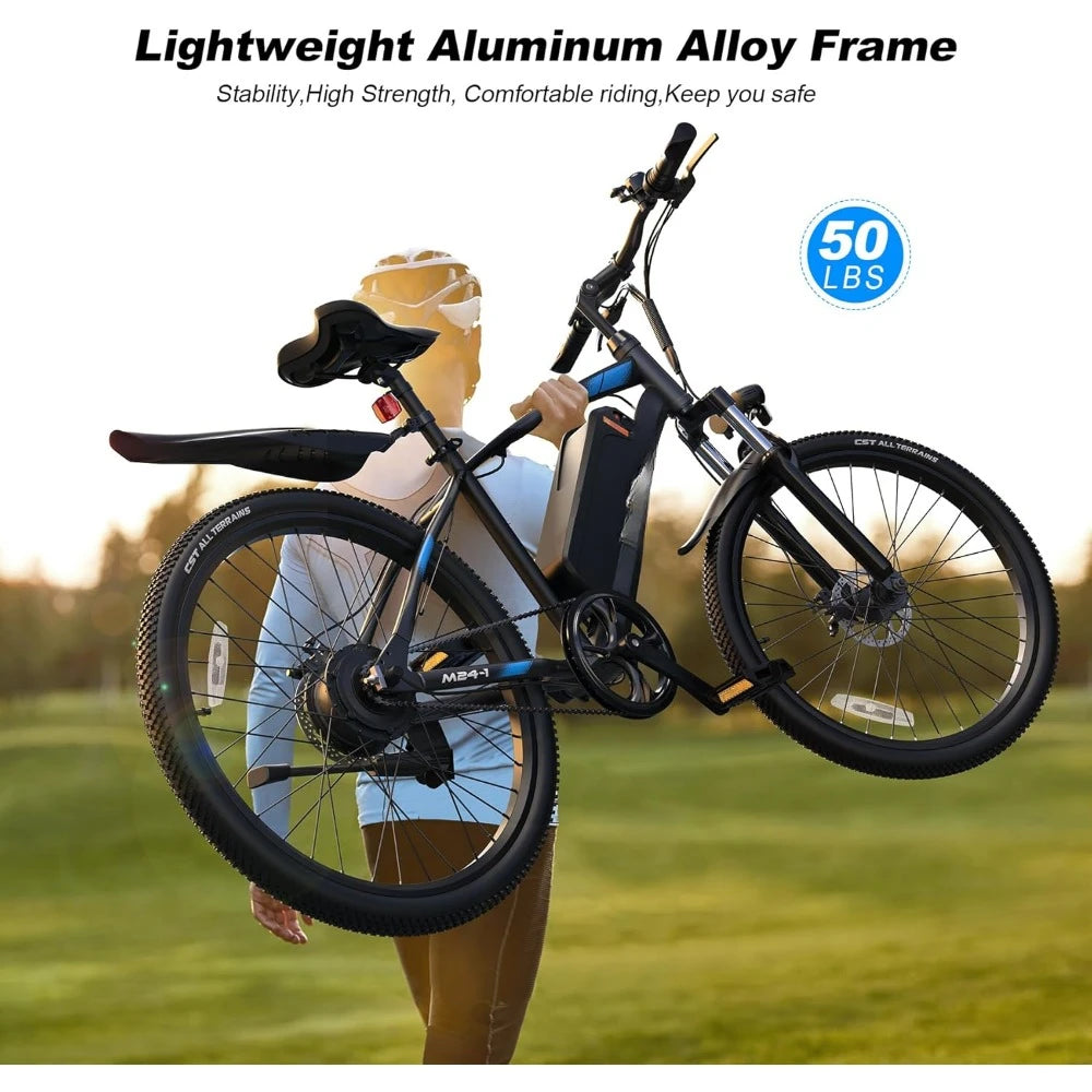 Electric Bike, 350W 20MPH Commuter Ebike with 36V Removable Battery, 24'' Electric Mountain Bike with Front Fork Suspension