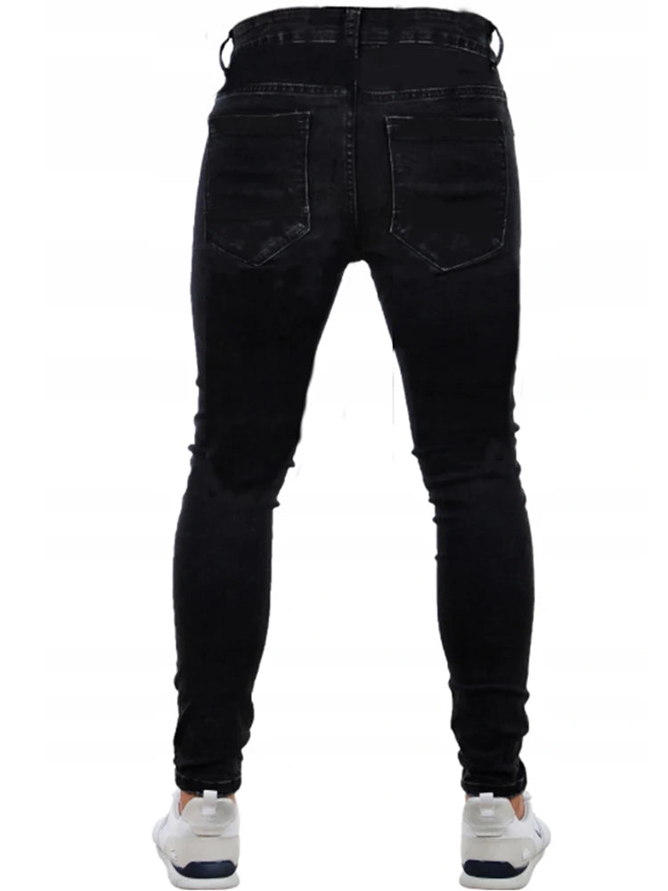Streetwear Men's Skinny jeans men Pants Pencil Biker Side Striped Jeans Hip Hop Slim Fit Man Stretchy Jeans