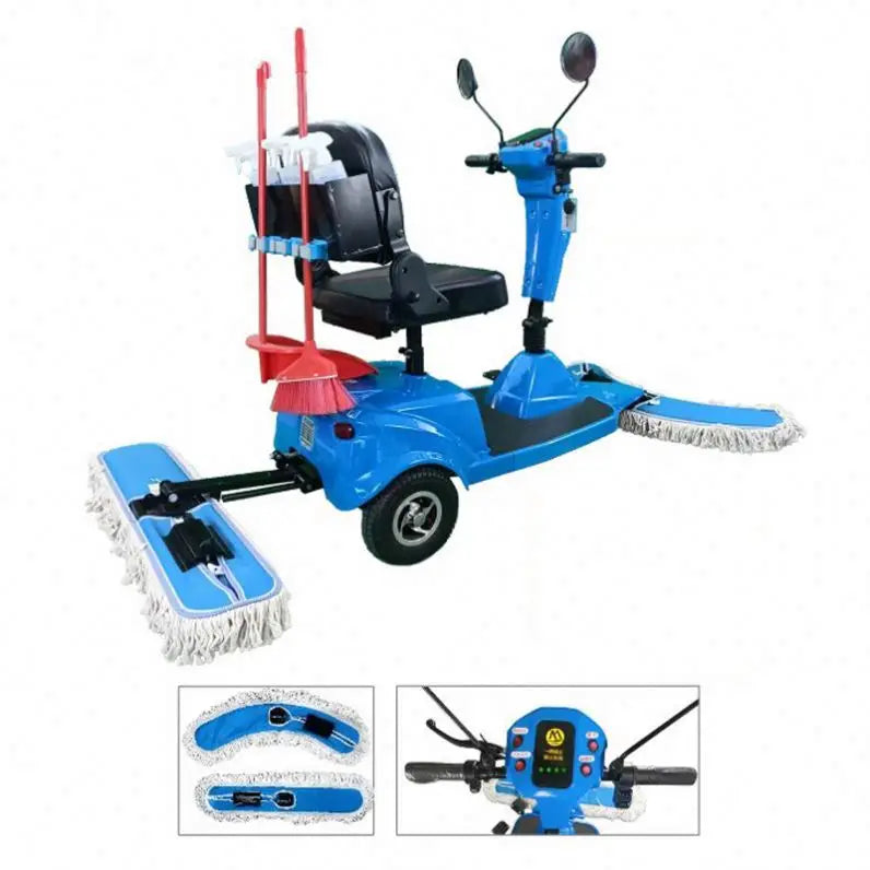3 Wheels Mobility Floor Cleaning Mop Scooter Electric Sweeper Dust Cart Machine Driving