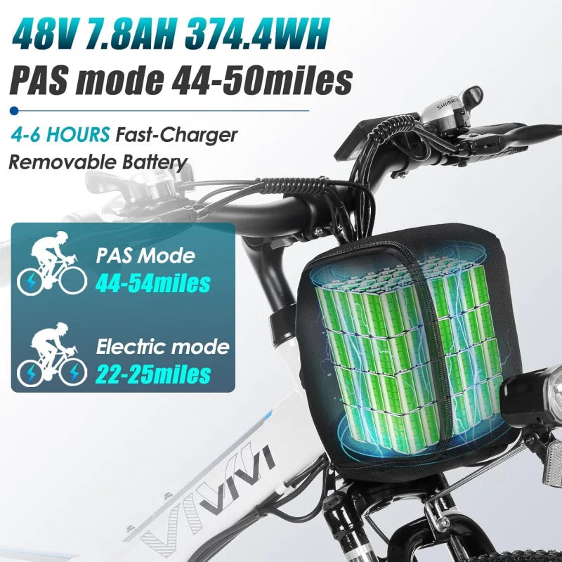 AVivi M026TGB 26" for Adults, Folding Electric Mountain Bike with 500W Motor, 48V Removable Lithium B