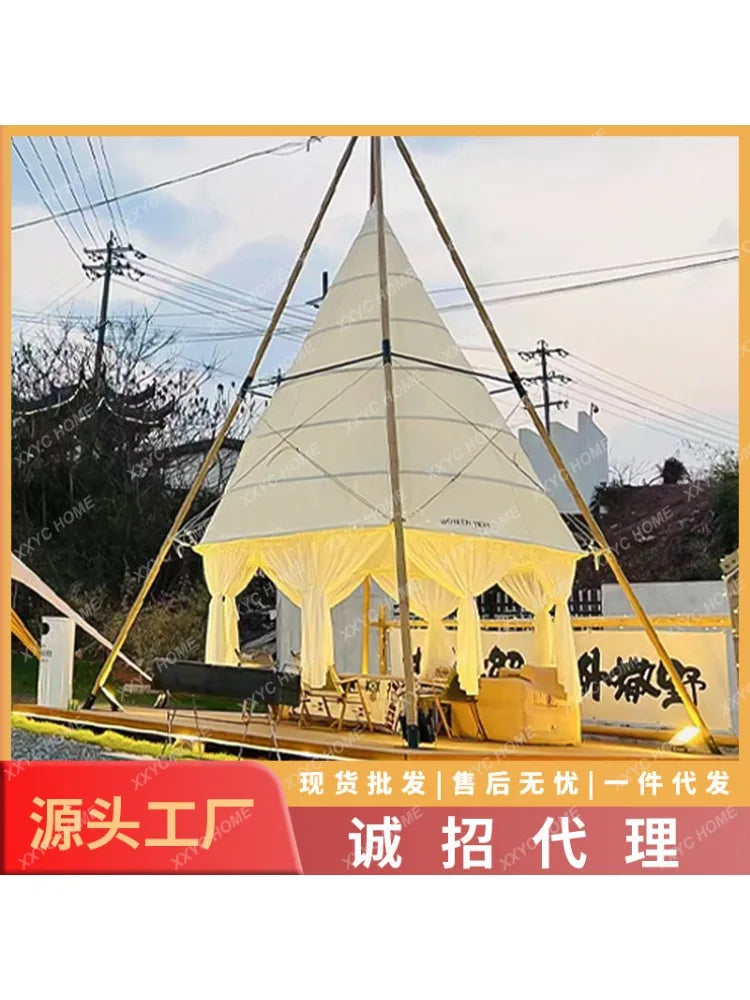 Tapered Lantern Tent Outdoor Camping Hotel Tent Tianmuye Luxury Camp Restaurant