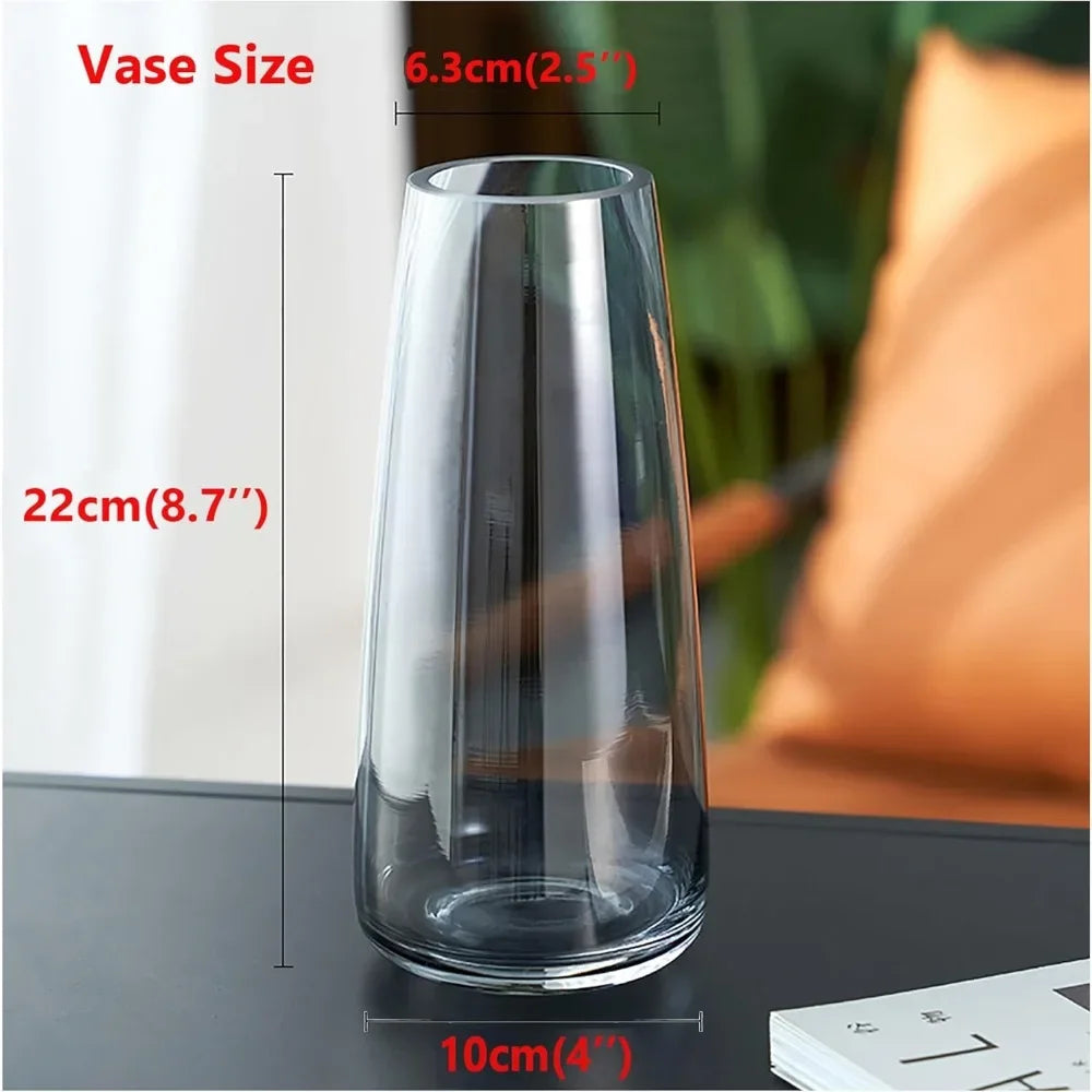 Modern Glass Vase Irised Crystal Clear Glass Vase for Home Office Decor (Crystal Grey) home decoration aesthetic room decor