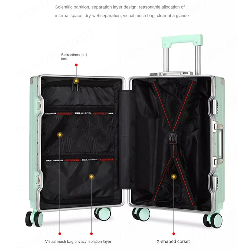 New Luggage Cup Holder Password Suitcase Female Trolley Case Travel Bags 20" Suitcases Male PC Student 30 inch Travel Suitcase