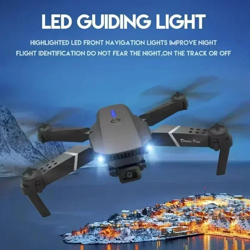 E88 RC Drone Professional HD Camera Quadcopter 4K Wide-Angle WiFi FPV Height Hold Foldable Helicopter Children's Aircraft Toys