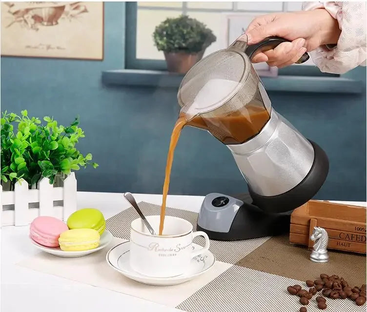 220V 480W 3-Cups Tea Coffee Maker Pot Cafetera Machine Mocha Removable Coffee Kitchen Tool Office