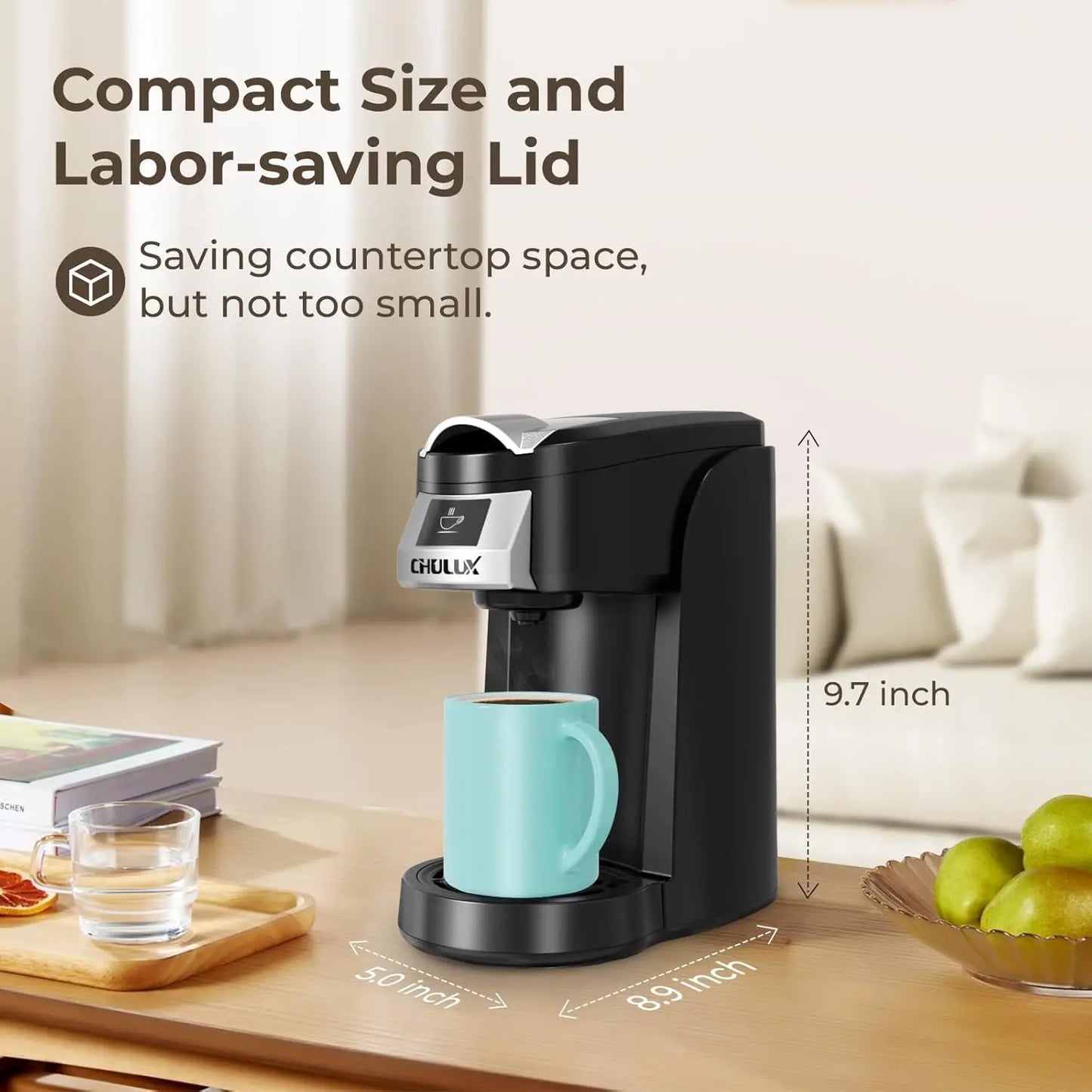 CHULUX Classic 2 in 1 Single Serve Coffee Maker for K Cup & Ground Coffee, One Button Easy Coffee Machine for Office, RV, Travel