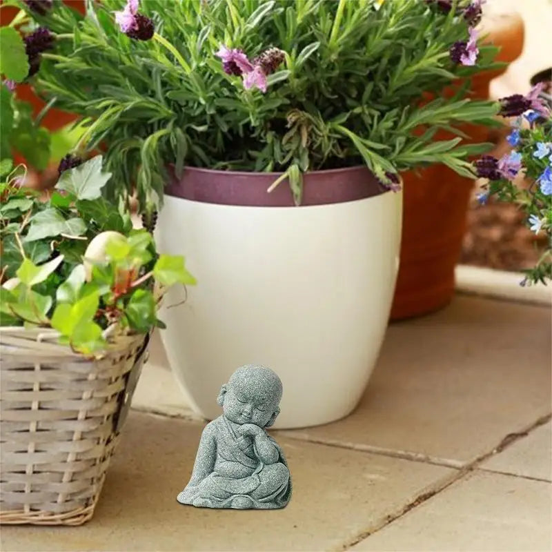 Buddha Stone Statue Little Buddhist Monks Tibetan Buddhism Figurines Zen Garden Ornament Meditation Home Aquarium Decoration