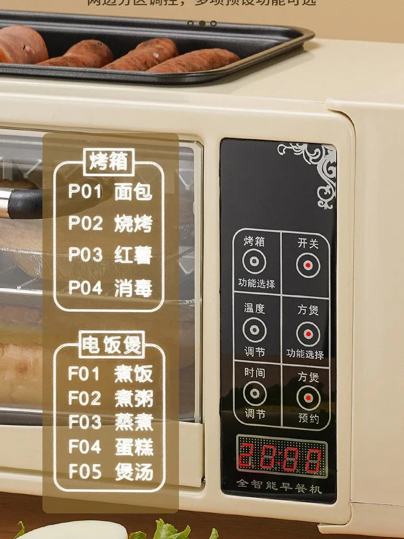 Multifunctional breakfast machine, four-in-one hot pot, electric oven, household rice cooker, toaster, sandwich machine
