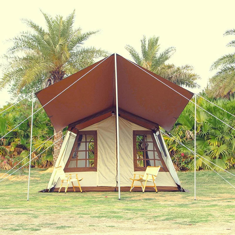 Outdoor camping, double decker tent, family multi person cabin, light luxury camping tent
