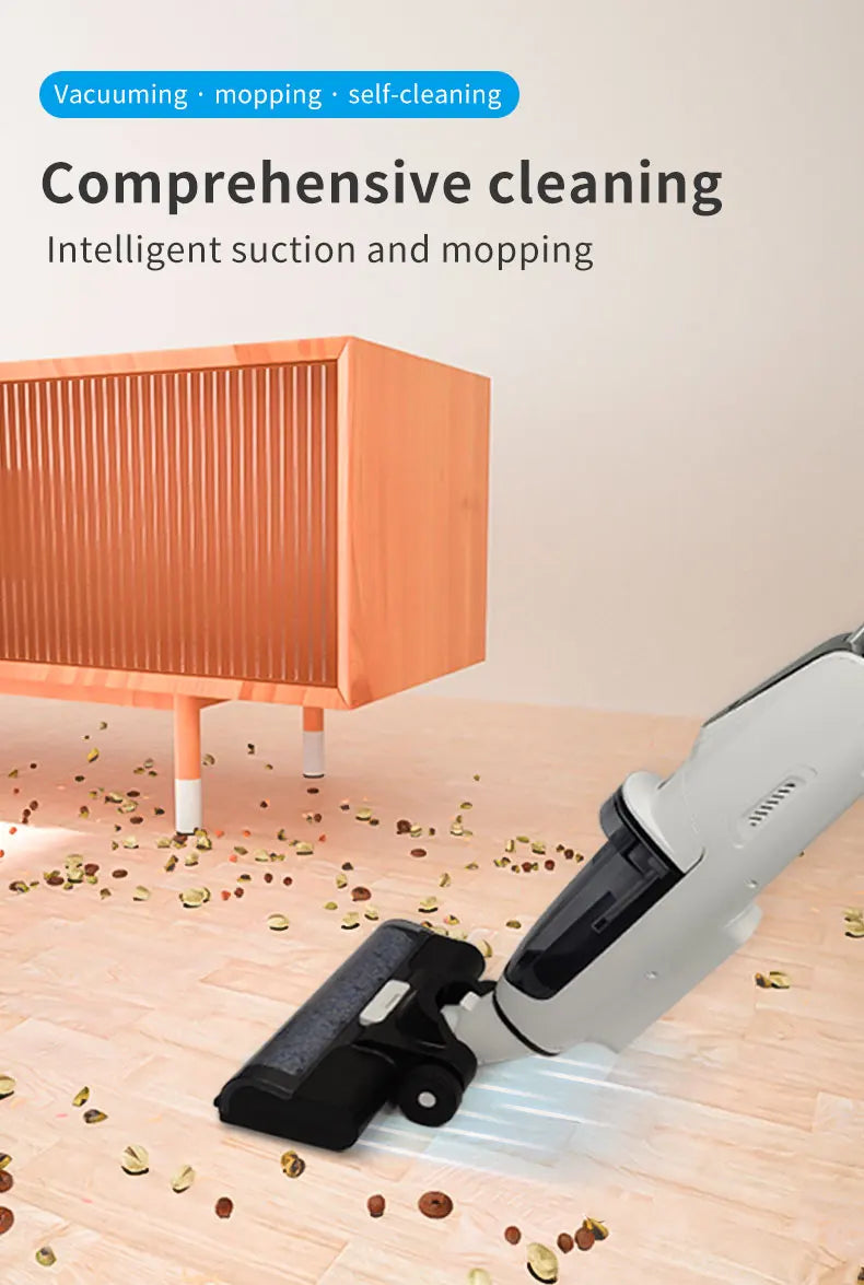 2024 ECO Friendly Electric Cordless Rechargeable Floor Sweeper Cordless Vacuum Mop Wet And Dry Mode Self Cleaning