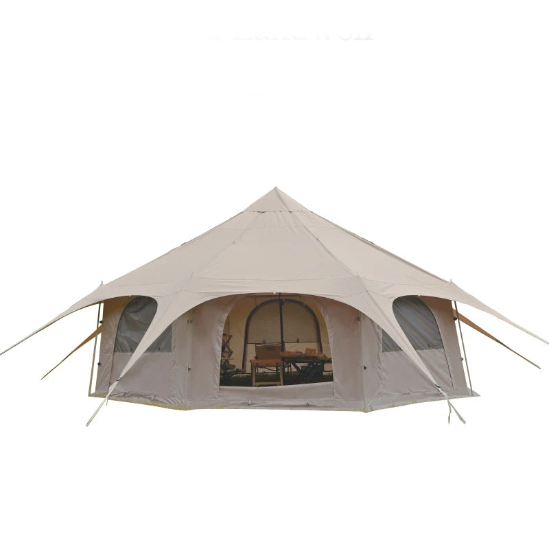 Outdoor Camping Park Light Luxury Multi-person Circus Indian Tent 8-10persons Yurt Glaming Tourist TC Cotton with Chinmney Hole