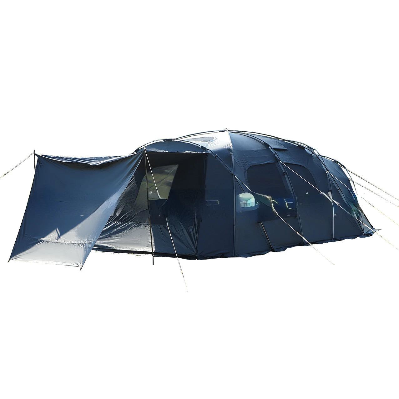 6-8 Person Luxury Black Glue Outdoor Camping Tunnel Family Tent Car SUV Beach Awning Team Hiking Canopy Mountaineering Shelter