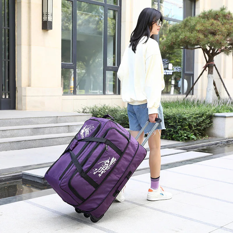 Oxford Cloth Travel Men's and Women's General Boarding Business Bag Out Waterproof Folding Luggage Bag Pull Rod Bag