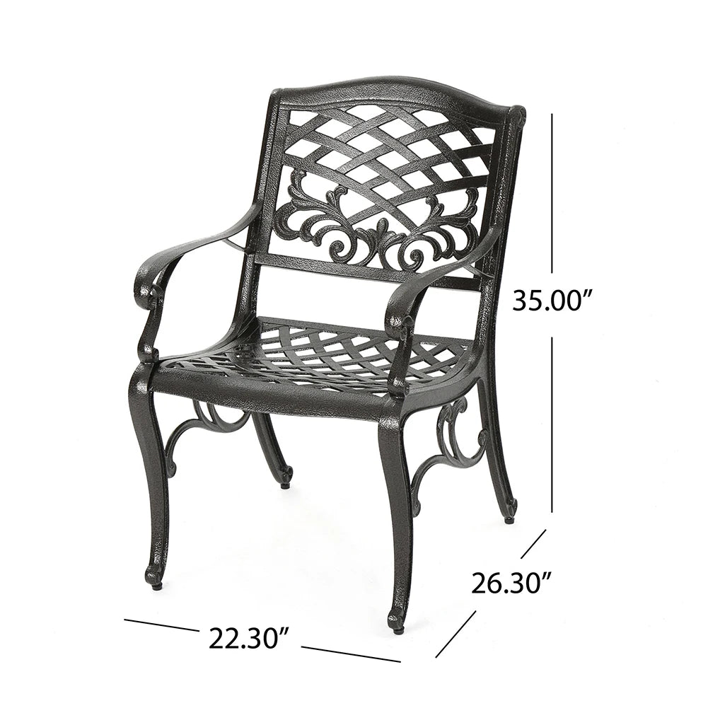 Dining Chairs Set Of 2 Modern Floral Accent Side Chairs Indoor Outdoor Aluminum Patio Arm Chair For Backyard Garden